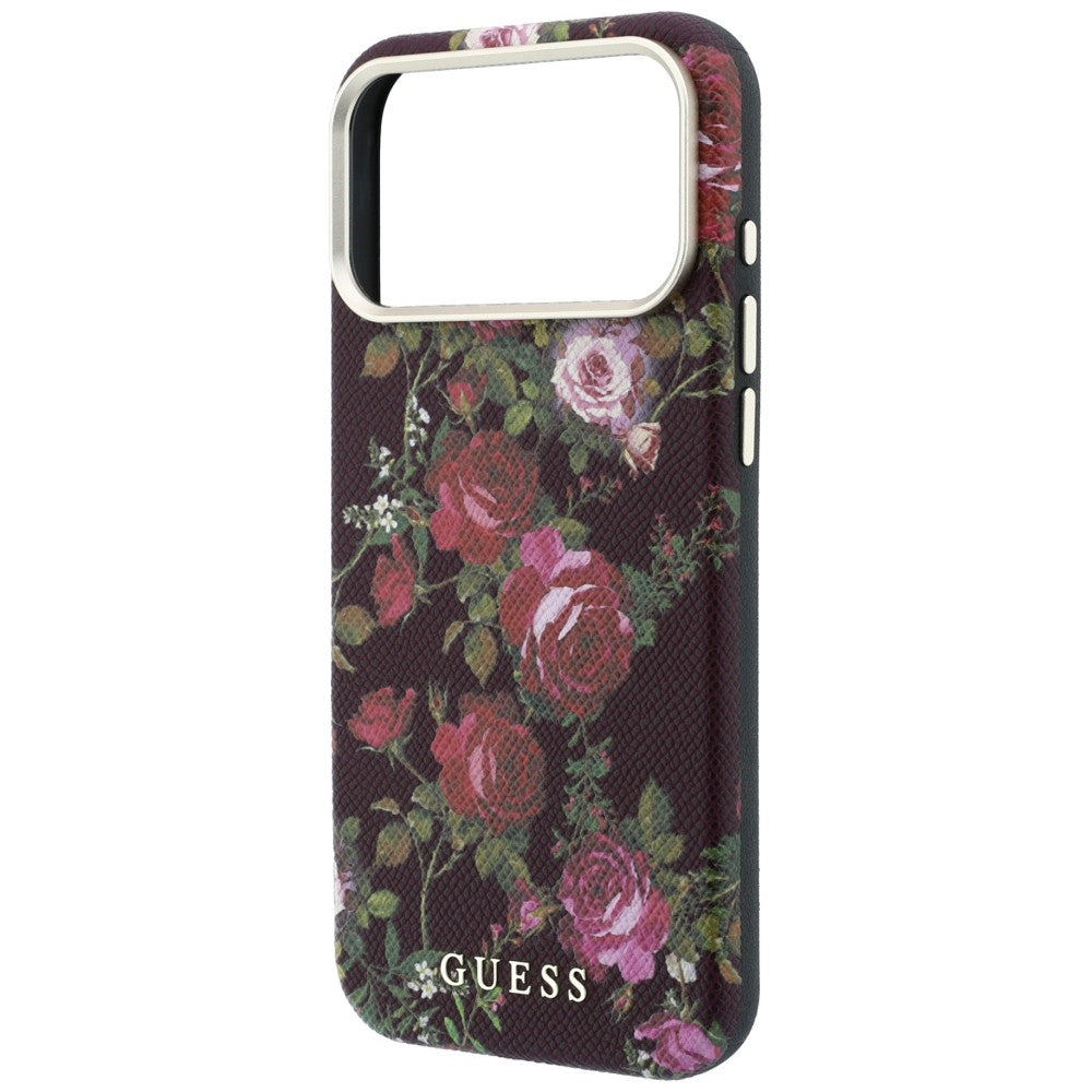 Etui MagSafe do Apple iPhone 18 Pro / 17 Pro, Guess, Blossom Roses Print, bordowe