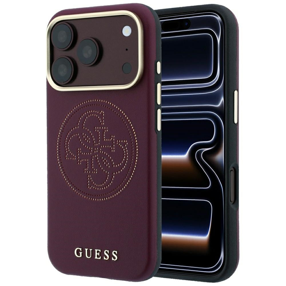 MagSafe Case for Apple iPhone 18 Pro / 17 Pro, Guess, Perforated 4G, Burgundy