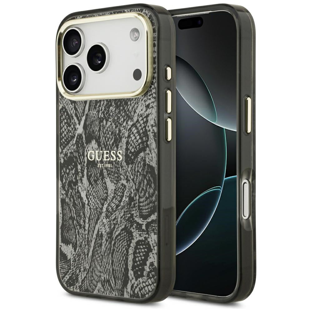 Etui MagSafe do Apple iPhone 18 Pro / 17 Pro, Guess, Wzór Pythona, Czarna
