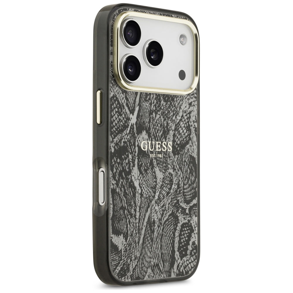 Etui MagSafe do Apple iPhone 18 Pro / 17 Pro, Guess, Wzór Pythona, Czarna