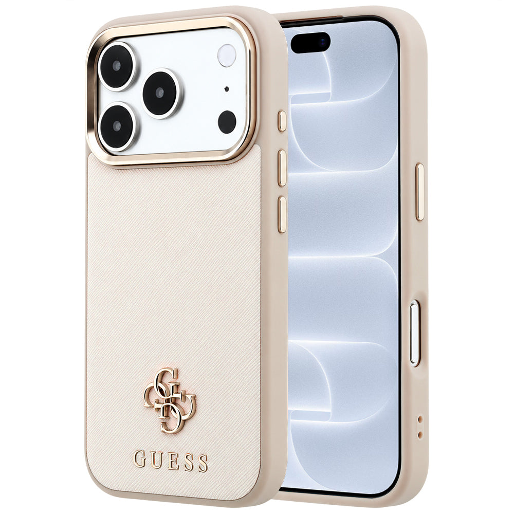 Etui MagSafe do Apple iPhone 18 Pro / 17 Pro, Guess, Saffiano Small 4G Classic, Beż