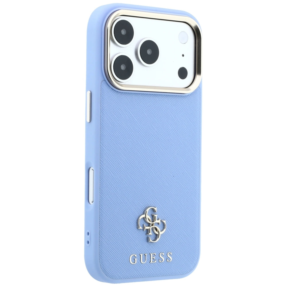 Etui MagSafe do Apple iPhone 18 Pro / 17 Pro, Guess, Saffiano Small 4G Classic, Bleu