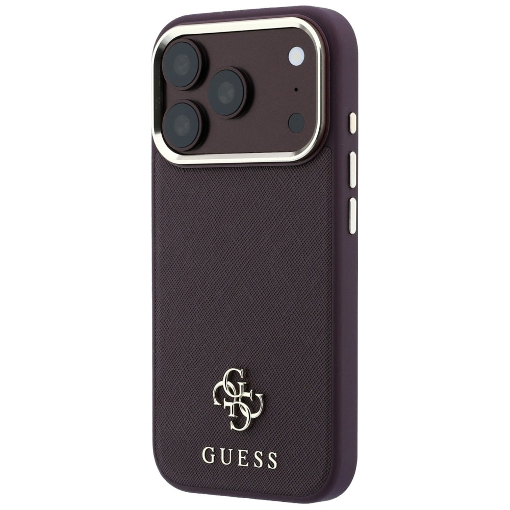 Etui MagSafe do Apple iPhone 18 Pro / 17 Pro, Guess, Saffiano Small 4G Classic, Wiśniowy
