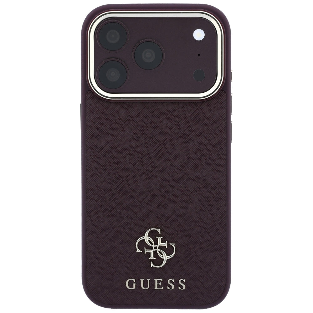 Etui MagSafe do Apple iPhone 18 Pro / 17 Pro, Guess, Saffiano Small 4G Classic, Wiśniowy