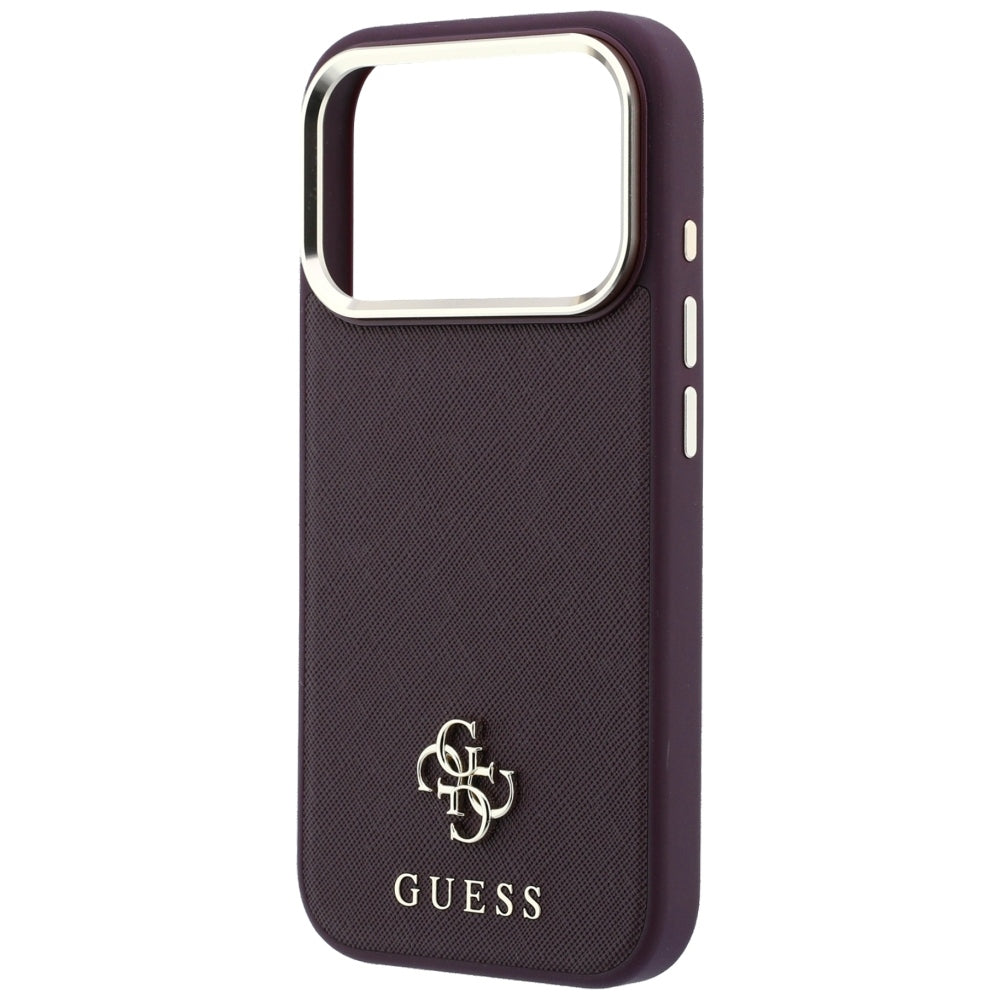 Etui MagSafe do Apple iPhone 18 Pro / 17 Pro, Guess, Saffiano Small 4G Classic, Wiśniowy