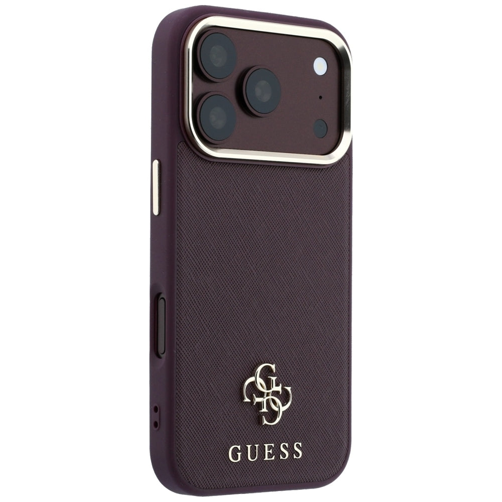 Etui MagSafe do Apple iPhone 18 Pro / 17 Pro, Guess, Saffiano Small 4G Classic, Wiśniowy