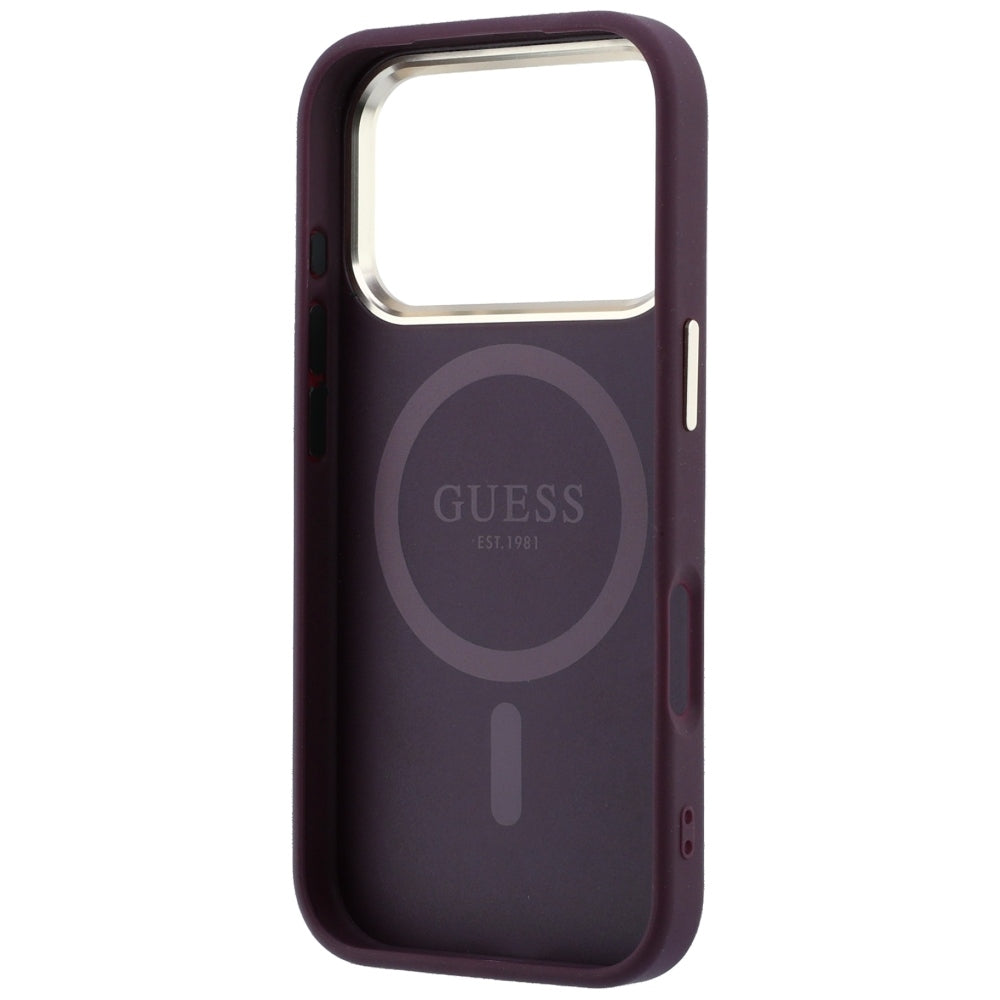 Etui MagSafe do Apple iPhone 18 Pro / 17 Pro, Guess, Saffiano Small 4G Classic, Wiśniowy