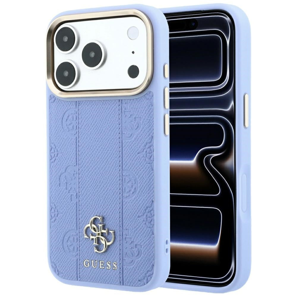 Etui MagSafe do Apple iPhone 18 Pro / 17 Pro, Guess, Stripe Peony 4G, Bleu