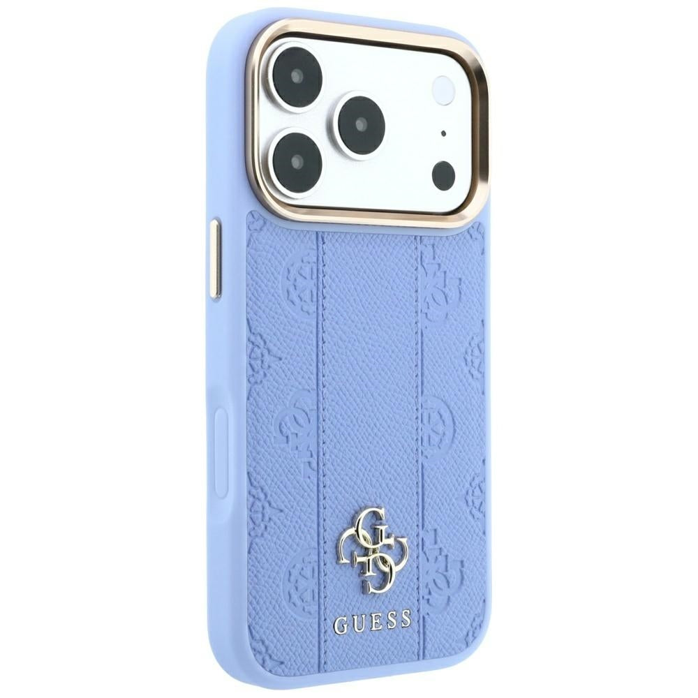 Etui MagSafe do Apple iPhone 18 Pro / 17 Pro, Guess, Stripe Peony 4G, Bleu