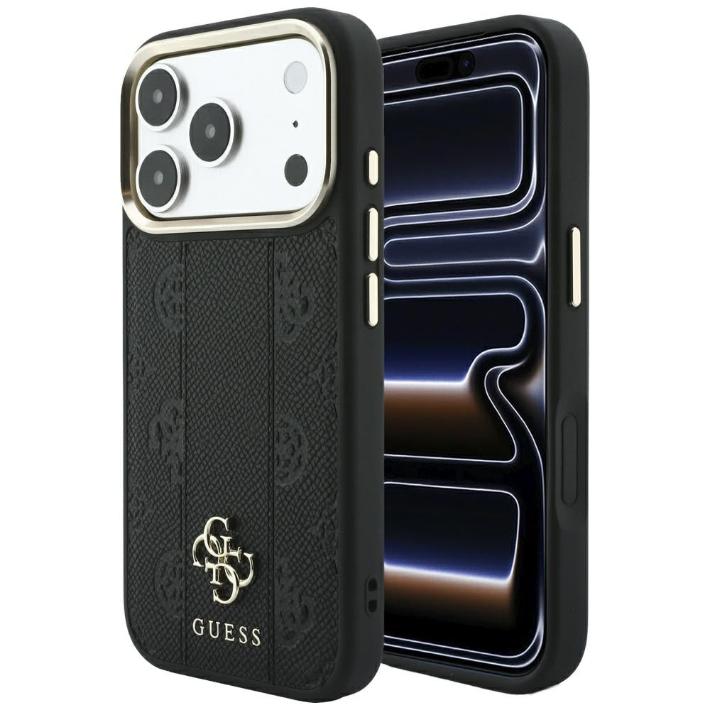 Etui MagSafe do Apple iPhone 18 Pro / 17 Pro, Guess, Stripe Peony 4G, Czarna