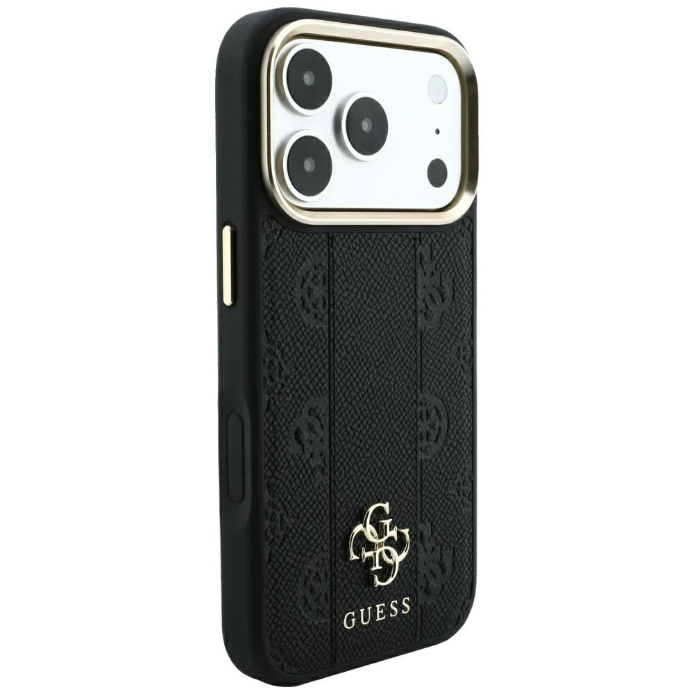 Etui MagSafe do Apple iPhone 18 Pro / 17 Pro, Guess, Stripe Peony 4G, Czarna
