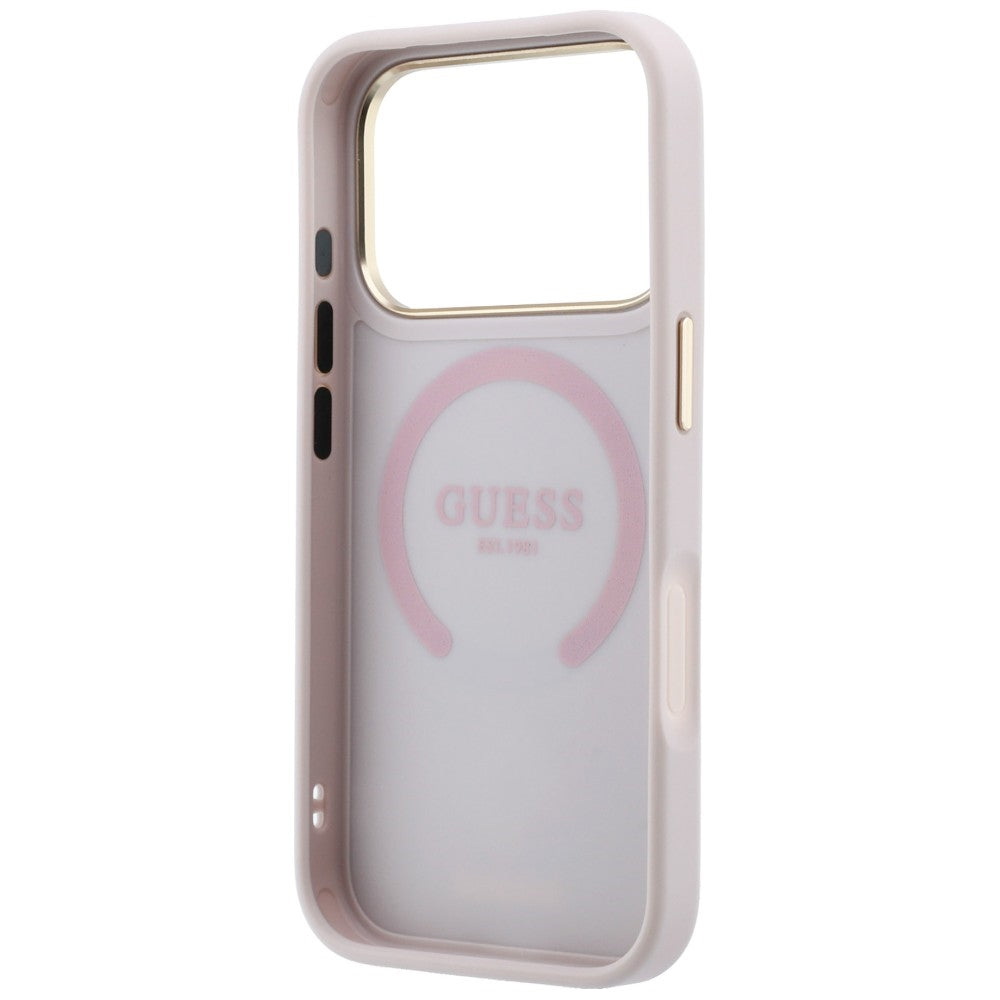 Etui MagSafe do Apple iPhone 18 Pro / 17 Pro, Guess, Stripe Peony 4G, Różowe