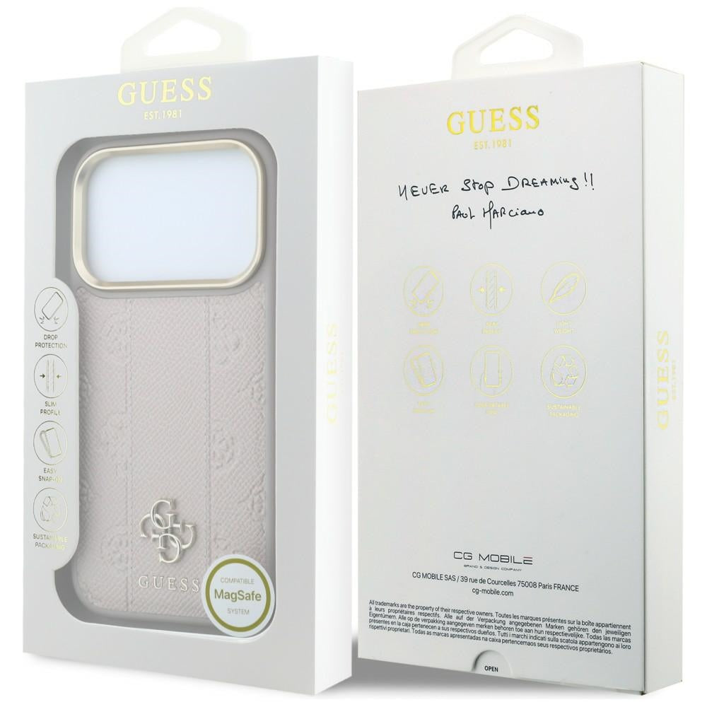 Etui MagSafe do Apple iPhone 18 Pro / 17 Pro, Guess, Stripe Peony 4G, Różowe