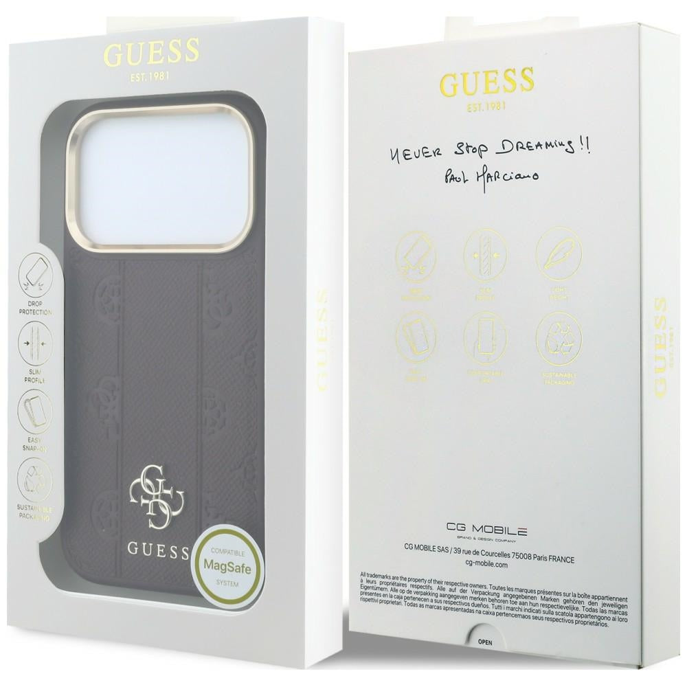 Etui MagSafe do Apple iPhone 18 Pro / 17 Pro, Guess, Stripe Peony 4G, Wiśniowy