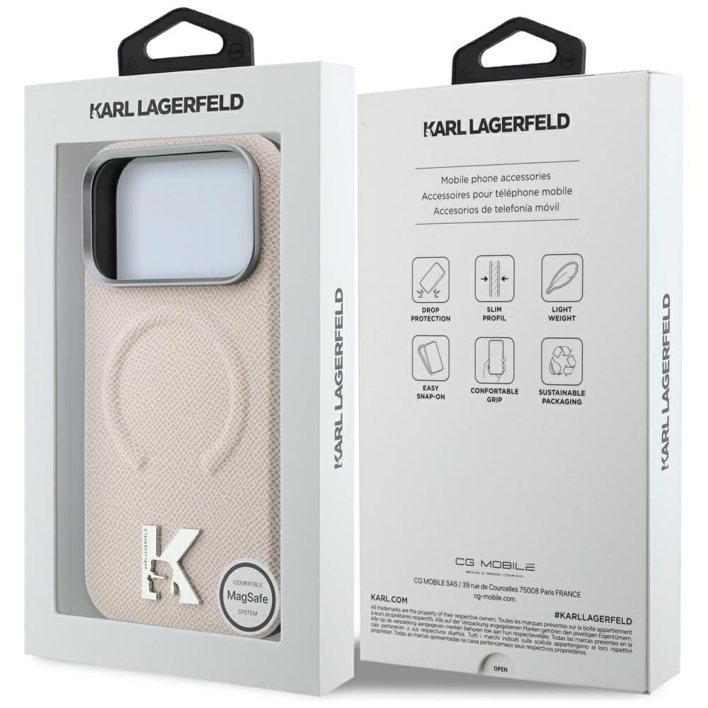 Etui MagSafe do Apple iPhone 18 Pro / 17 Pro, Karl Lagerfeld, Grained Embossed Ring, Beżowy
