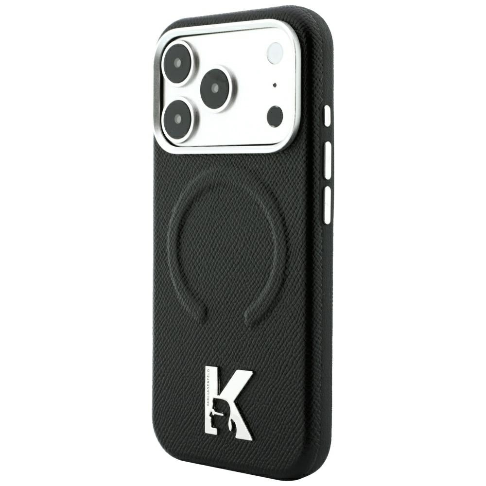 Etui MagSafe do Apple iPhone 18 Pro / 17 Pro, Karl Lagerfeld, Grained Embossed Ring, Czarna