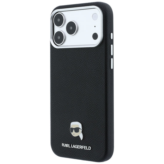 Etui MagSafe do Apple iPhone 18 Pro / 17 Pro, Karl Lagerfeld, Metalowa głowa Karla z fakturą, Czarna