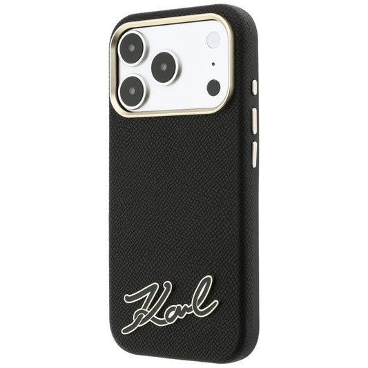 Etui MagSafe do Apple iPhone 18 Pro / 17 Pro, Karl Lagerfeld, Logo z żywicy ziarnistej, czarne