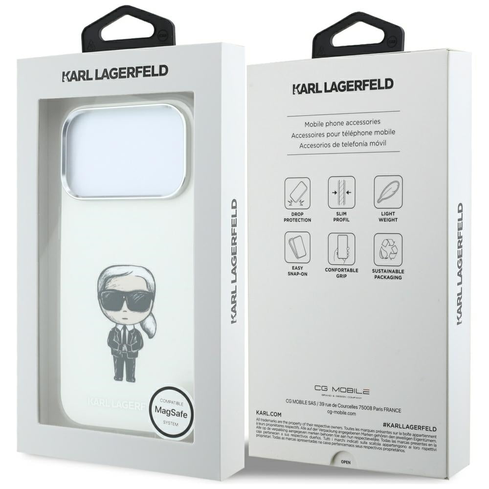 Etui MagSafe do Apple iPhone 18 Pro / 17 Pro, Karl Lagerfeld, HC IML Ikonik Sketch Print, Beżowe