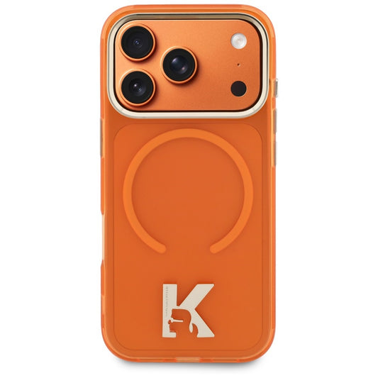 Etui MagSafe do Apple iPhone 18 Pro / 17 Pro, Karl Lagerfeld, IML Karl Head Logo, pomarańczowe
