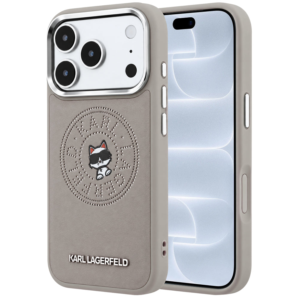 Etui MagSafe do Apple iPhone 18 Pro / 17 Pro, Karl Lagerfeld, Point and Choupette Sketch, Szary