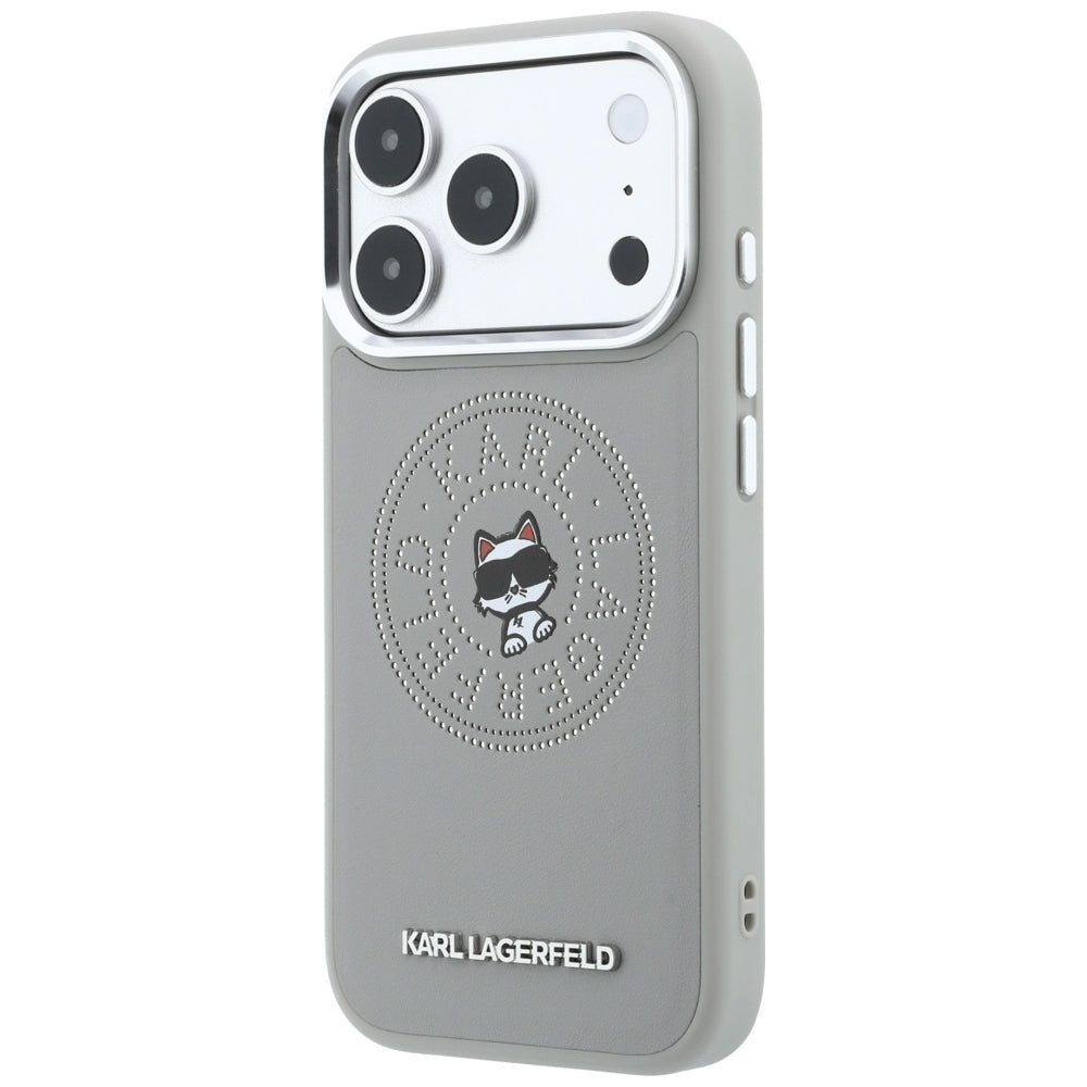 Etui MagSafe do Apple iPhone 18 Pro / 17 Pro, Karl Lagerfeld, Point and Choupette Sketch, Szary