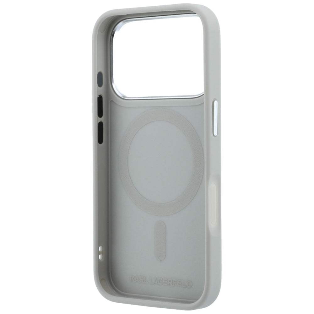 Etui MagSafe do Apple iPhone 18 Pro / 17 Pro, Karl Lagerfeld, Point and Choupette Sketch, Szary