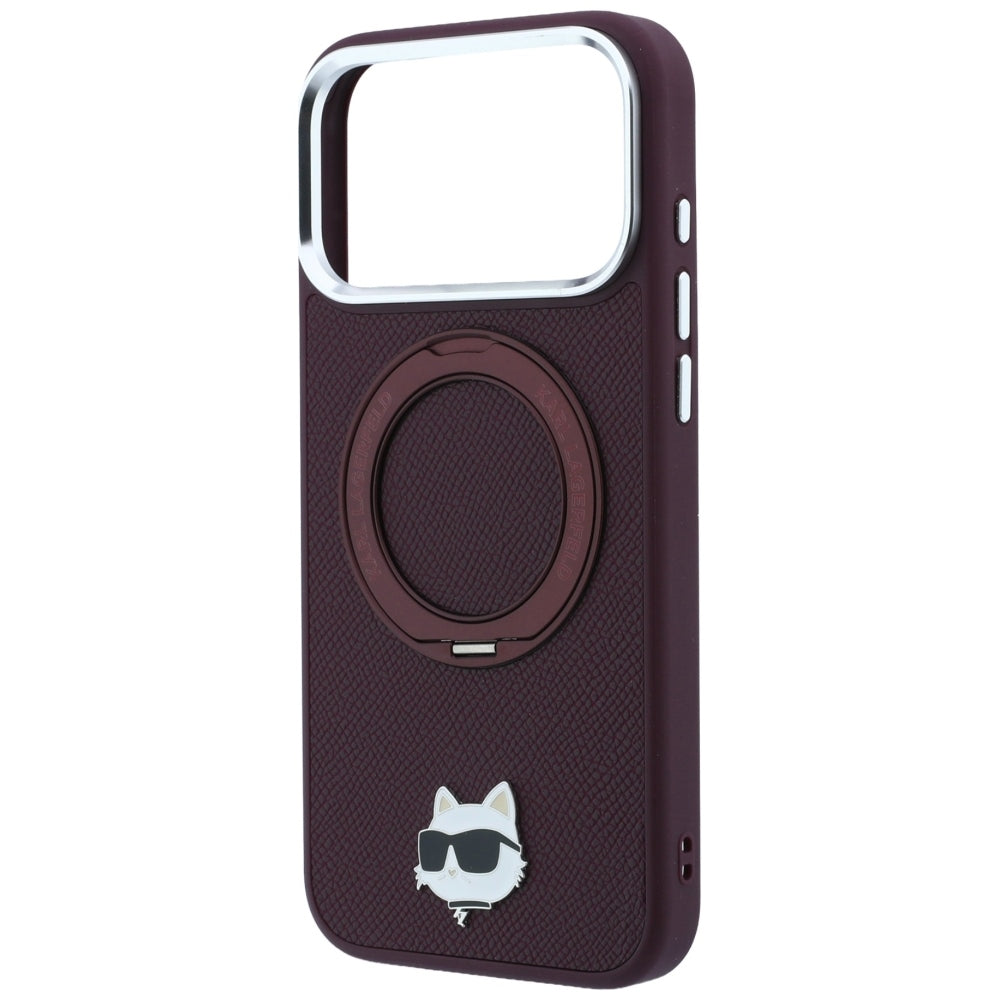 Etui MagSafe do Apple iPhone 18 Pro / 17 Pro, Karl Lagerfeld, Ring Stand 360 Choupette Pin, Wiśniowe