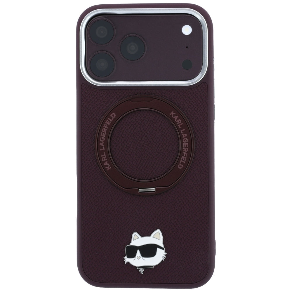 Etui MagSafe do Apple iPhone 18 Pro / 17 Pro, Karl Lagerfeld, Ring Stand 360 Choupette Pin, Wiśniowe