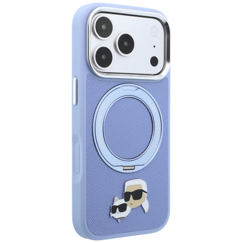 Etui MagSafe do Apple iPhone 18 Pro / 17 Pro, Karl Lagerfeld, Ring Stand 360 Karl & Choupette Pin, Bleu
