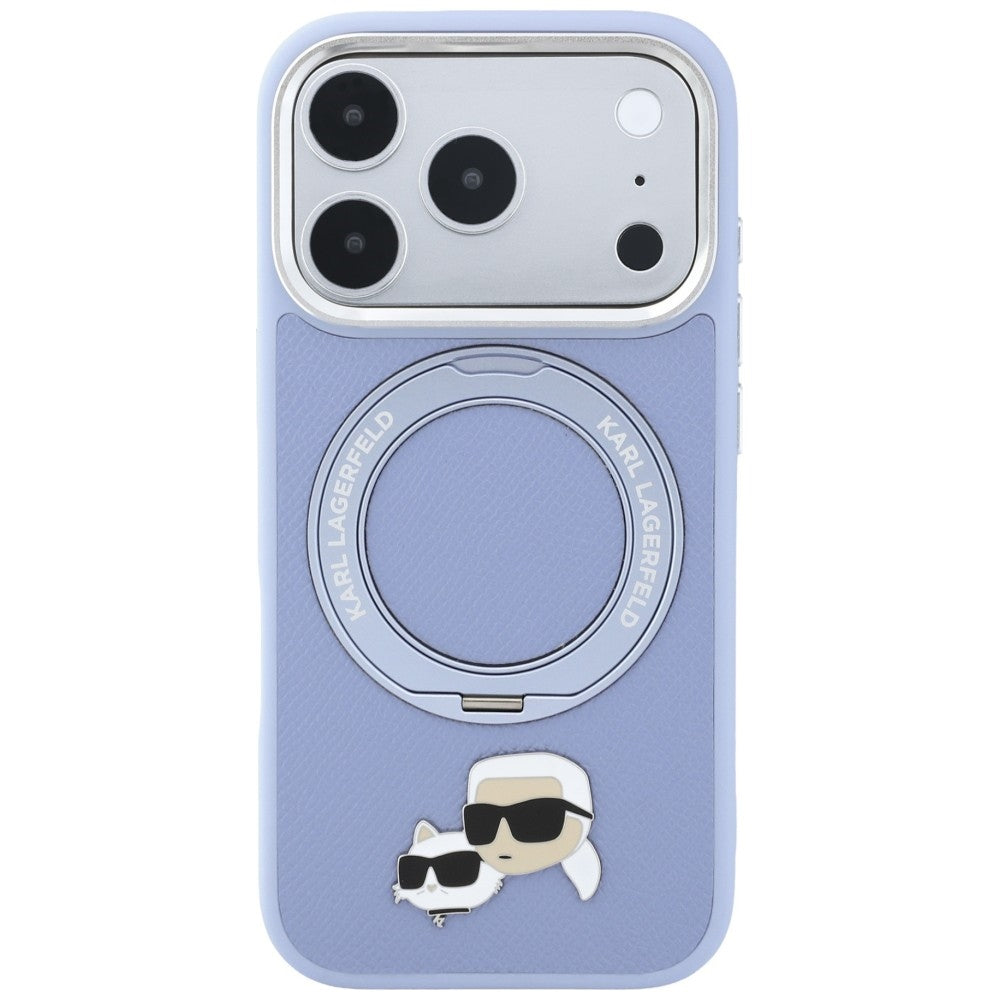 Etui MagSafe do Apple iPhone 18 Pro / 17 Pro, Karl Lagerfeld, Ring Stand 360 Karl & Choupette Pin, Bleu