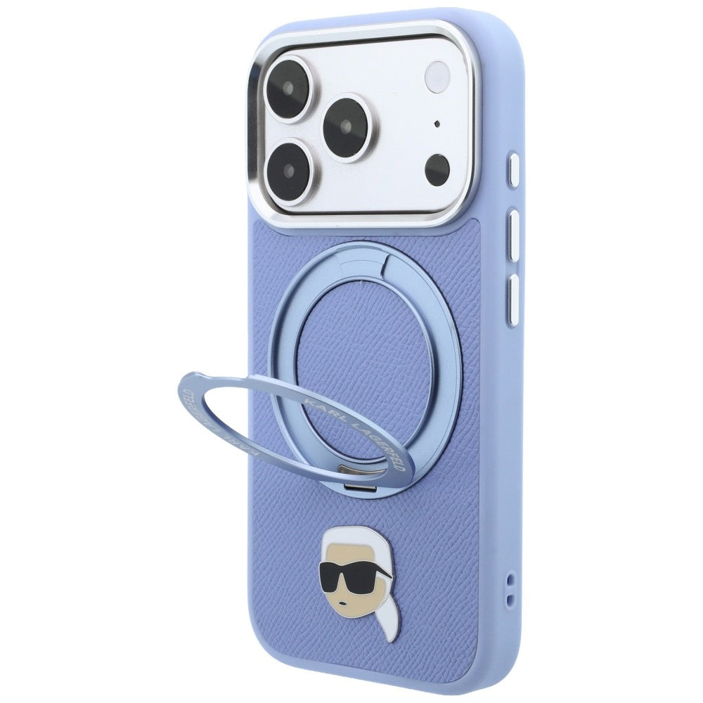 Etui MagSafe do Apple iPhone 18 Pro / 17 Pro, Karl Lagerfeld, Ring Stand 360 Karl Pin, Bleu