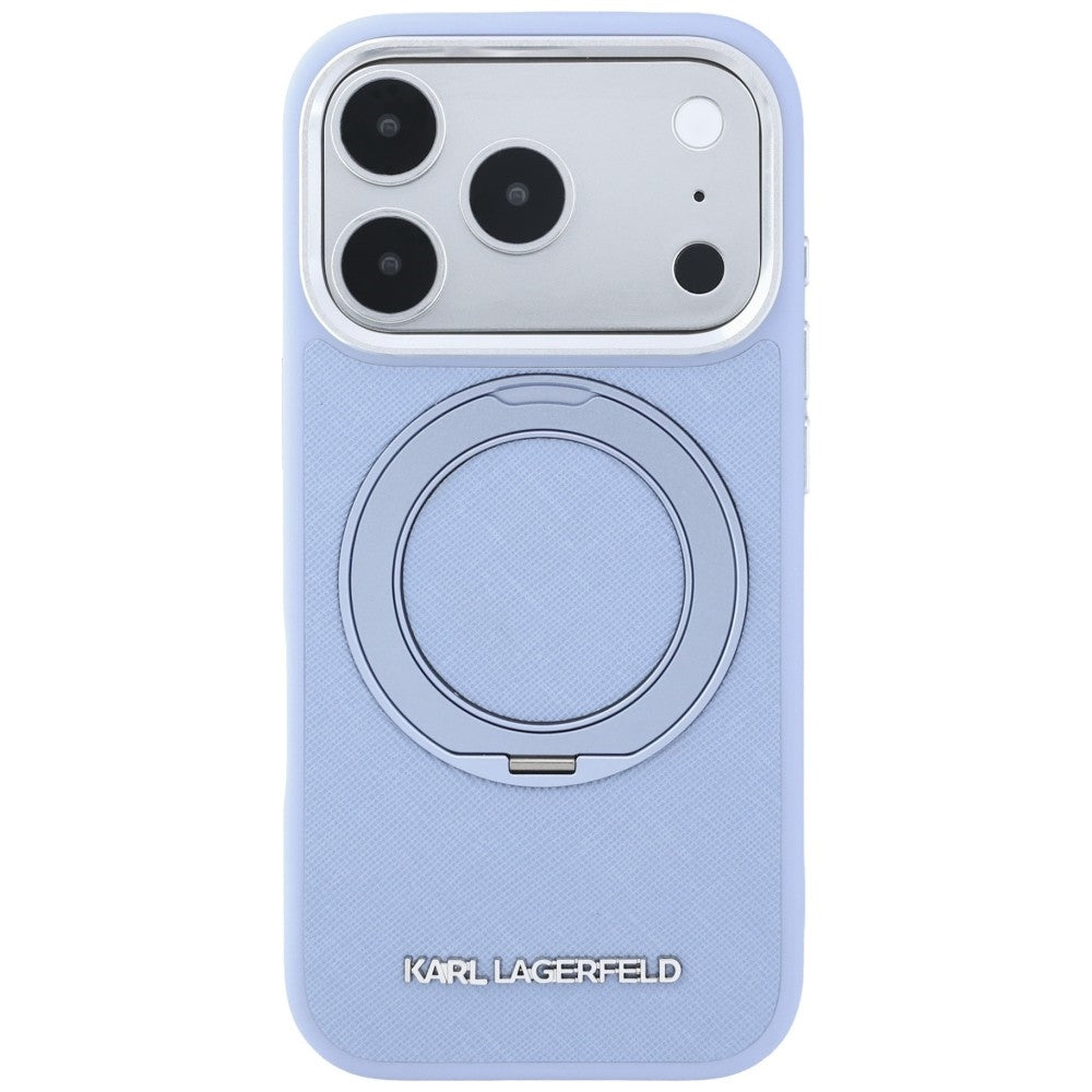 Etui MagSafe do Apple iPhone 18 Pro / 17 Pro, Karl Lagerfeld, Ring Stand 360 Saffiano, Bleu