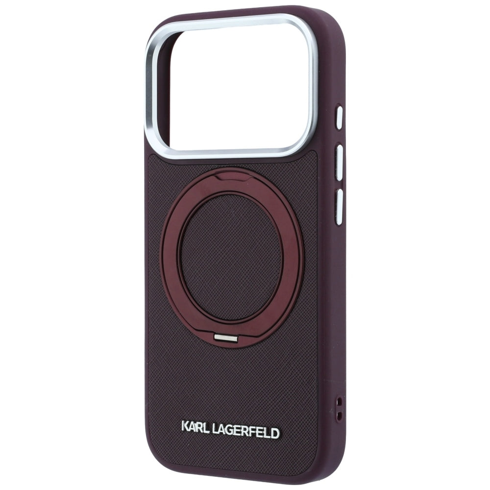 Etui MagSafe do Apple iPhone 18 Pro / 17 Pro, Karl Lagerfeld, Ring Stand 360 Saffiano, bordowe