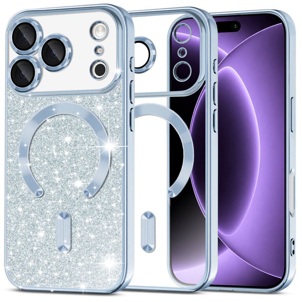 Etui MagSafe do Apple iPhone 18 Pro / 17 Pro, Techsuit, Luxury Glitter, Bleu