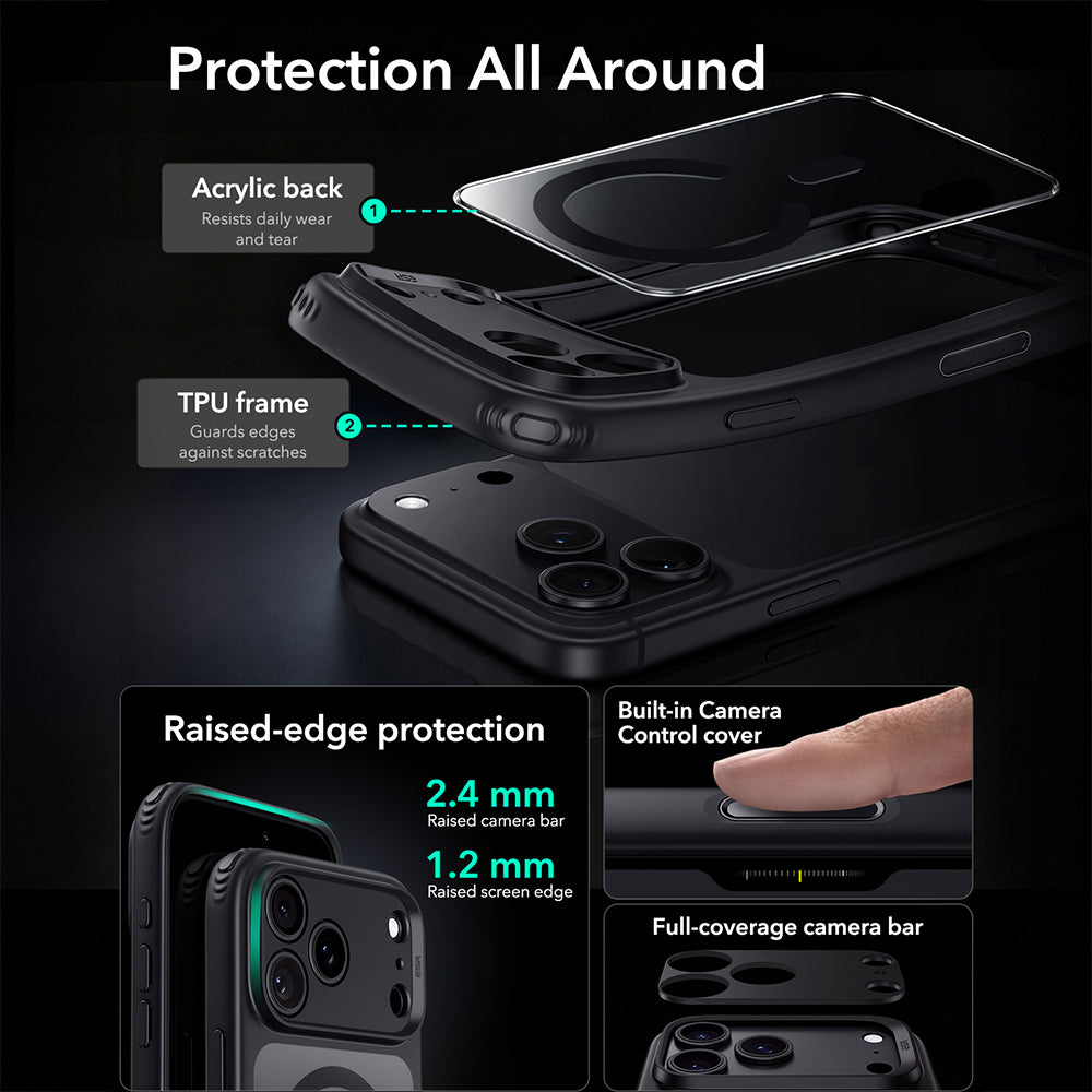 Etui MagSafe do Apple iPhone 18 Pro, ESR, Classic Hybrid, Czarna Przezroczysta