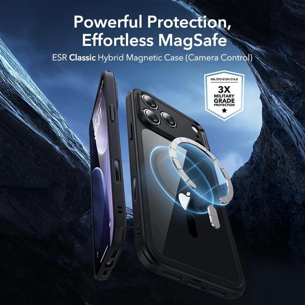 Etui MagSafe do Apple iPhone 18 Pro Max / 17 Pro Max, ESR, Classic Hybrid z ochroną ekranu, czarna przezroczysta