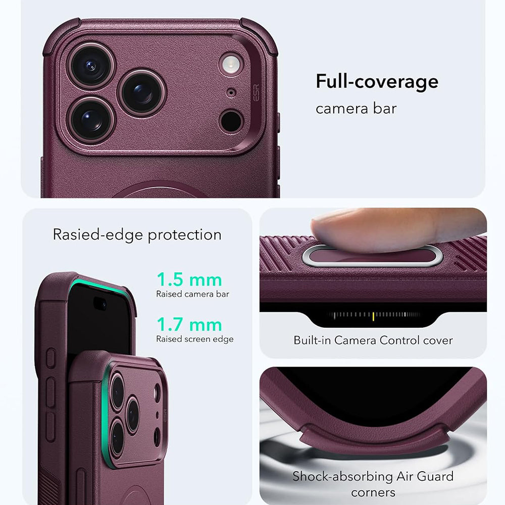 Etui MagSafe do Apple iPhone 18 Pro Max / 17 Pro Max, ESR, Cyber, Ciemnoczerwony Satynowy
