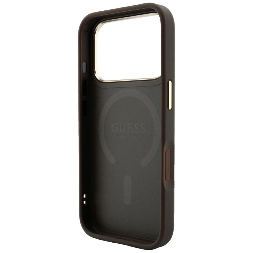 Etui MagSafe do Apple iPhone 18 Pro Max / 17 Pro Max, Guess, 4G Embossed Classic, Brązowe