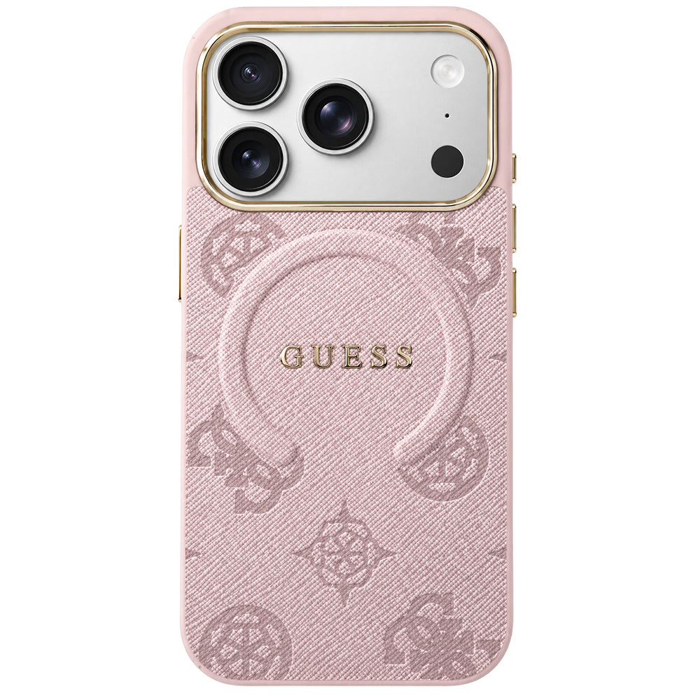Etui MagSafe do Apple iPhone 18 Pro Max / 17 Pro Max, Guess, 4G Embossed Ring Classic Logo, Różowe