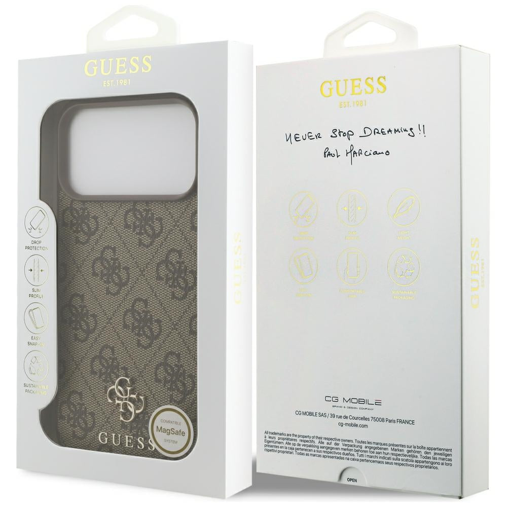 Etui MagSafe do Apple iPhone 18 Pro Max / 17 Pro Max, Guess, 4G Small and Classic, Brązowe