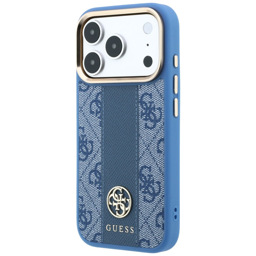 Etui MagSafe do Apple iPhone 18 Pro Max / 17 Pro Max, Guess, 4G Stripe Round Classic Logo, Niebieskie