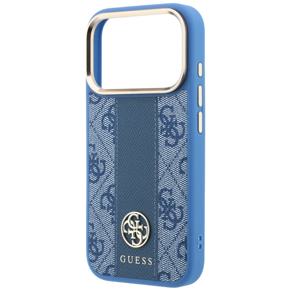 Etui MagSafe do Apple iPhone 18 Pro Max / 17 Pro Max, Guess, 4G Stripe Round Classic Logo, Niebieskie