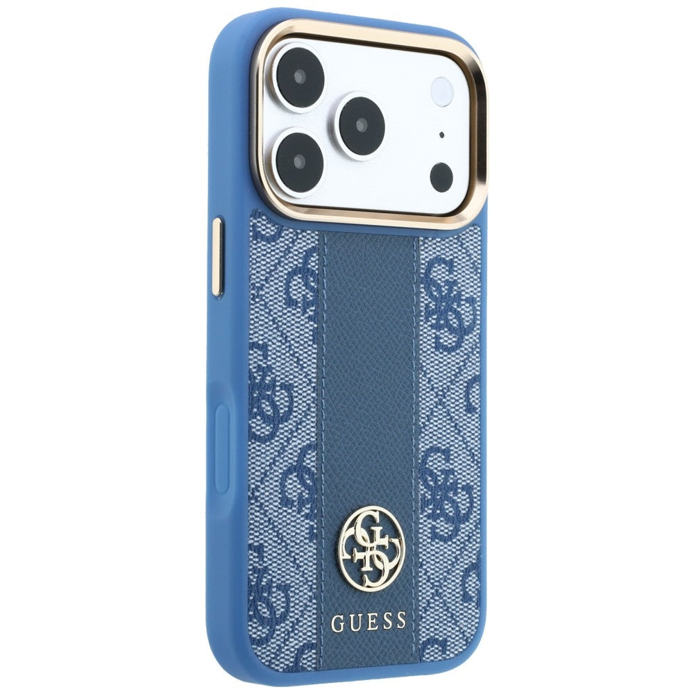 Etui MagSafe do Apple iPhone 18 Pro Max / 17 Pro Max, Guess, 4G Stripe Round Classic Logo, Niebieskie