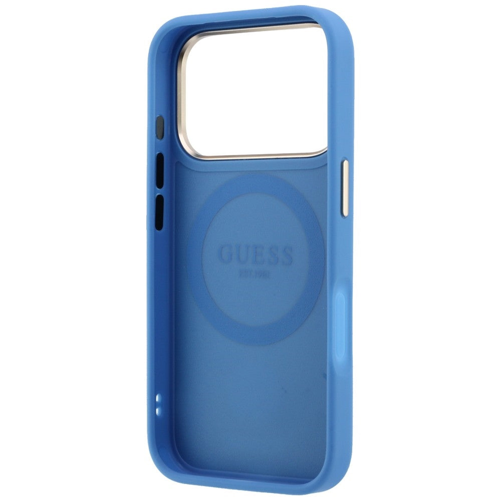 Etui MagSafe do Apple iPhone 18 Pro Max / 17 Pro Max, Guess, 4G Stripe Round Classic Logo, Niebieskie
