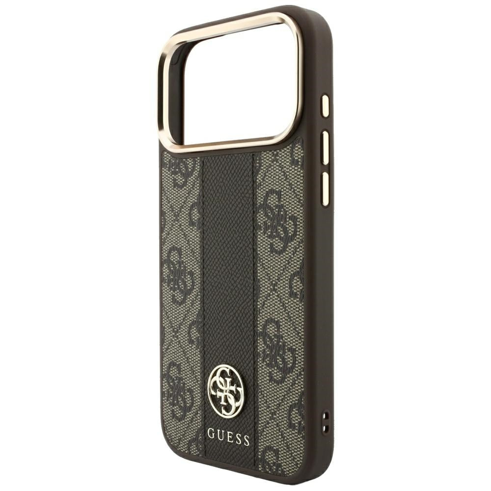 Etui MagSafe do Apple iPhone 18 Pro Max / 17 Pro Max, Guess, 4G Stripe Round Classic Logo, Brązowe