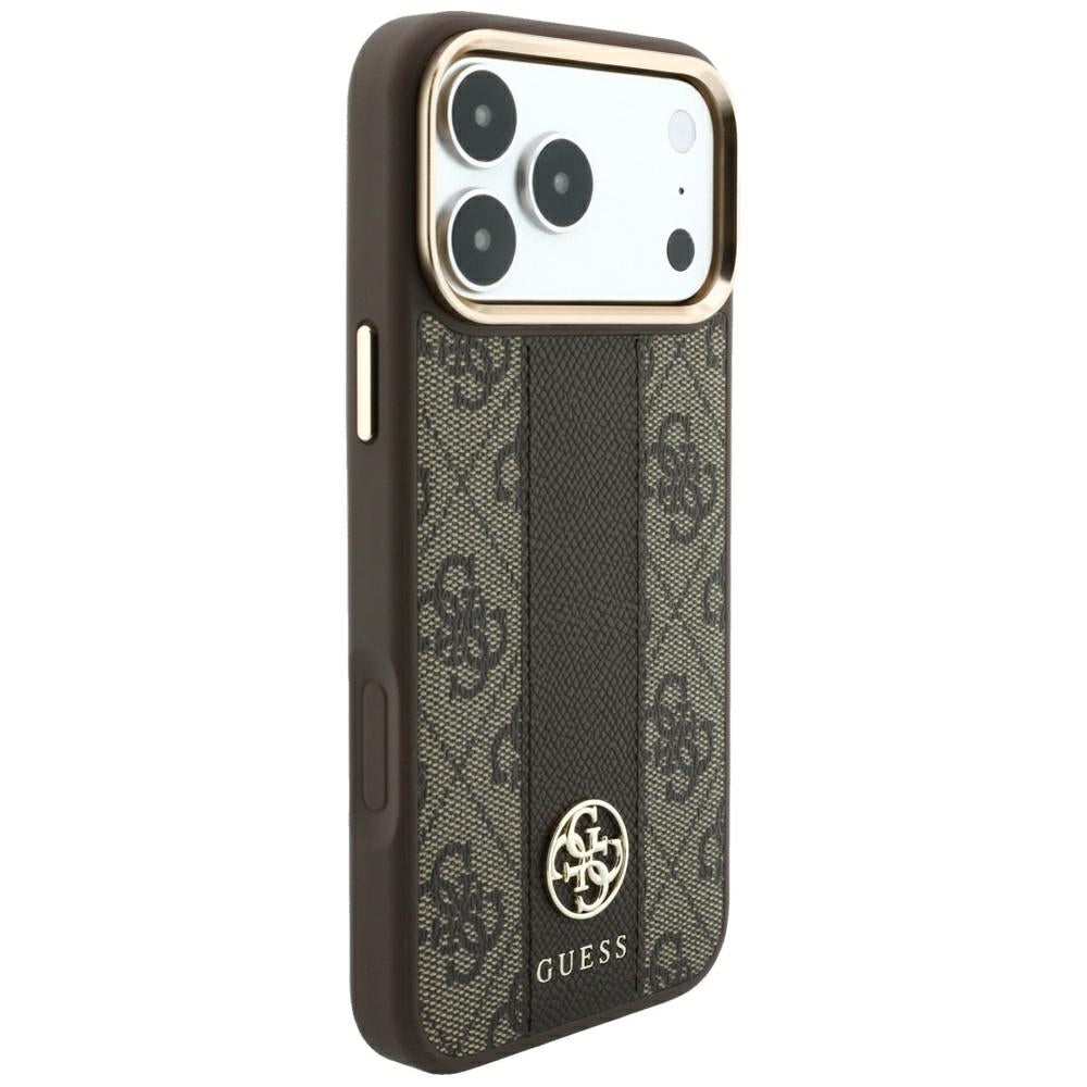 Etui MagSafe do Apple iPhone 18 Pro Max / 17 Pro Max, Guess, 4G Stripe Round Classic Logo, Brązowe