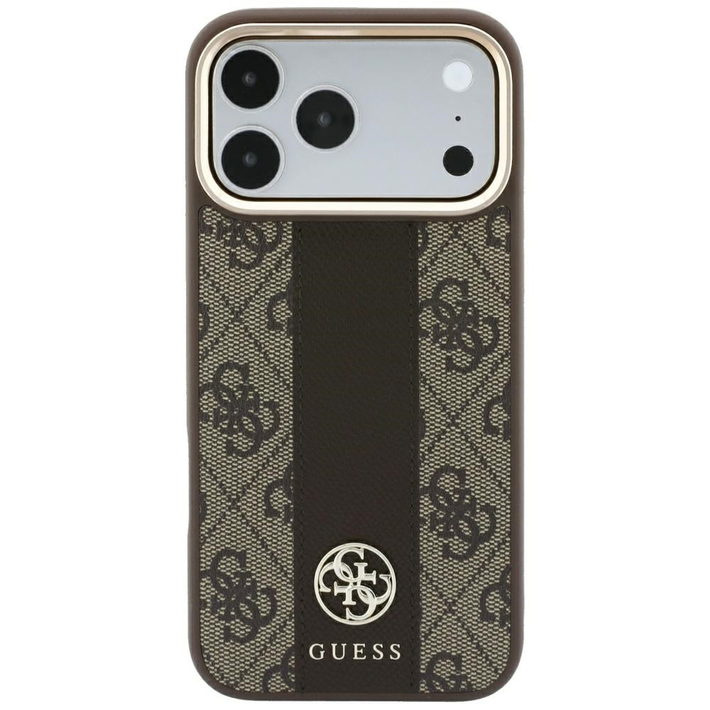 Etui MagSafe do Apple iPhone 18 Pro Max / 17 Pro Max, Guess, 4G Stripe Round Classic Logo, Brązowe