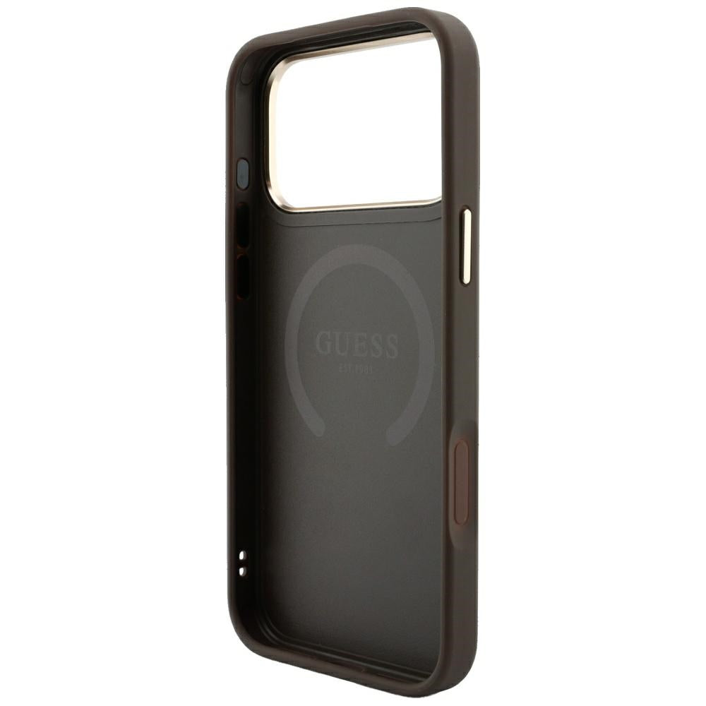 Etui MagSafe do Apple iPhone 18 Pro Max / 17 Pro Max, Guess, 4G Stripe Round Classic Logo, Brązowe