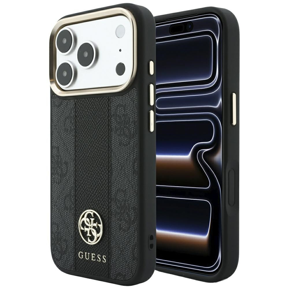 Etui MagSafe do Apple iPhone 18 Pro Max / 17 Pro Max, Guess, 4G Stripe Round Classic Logo, Czarna